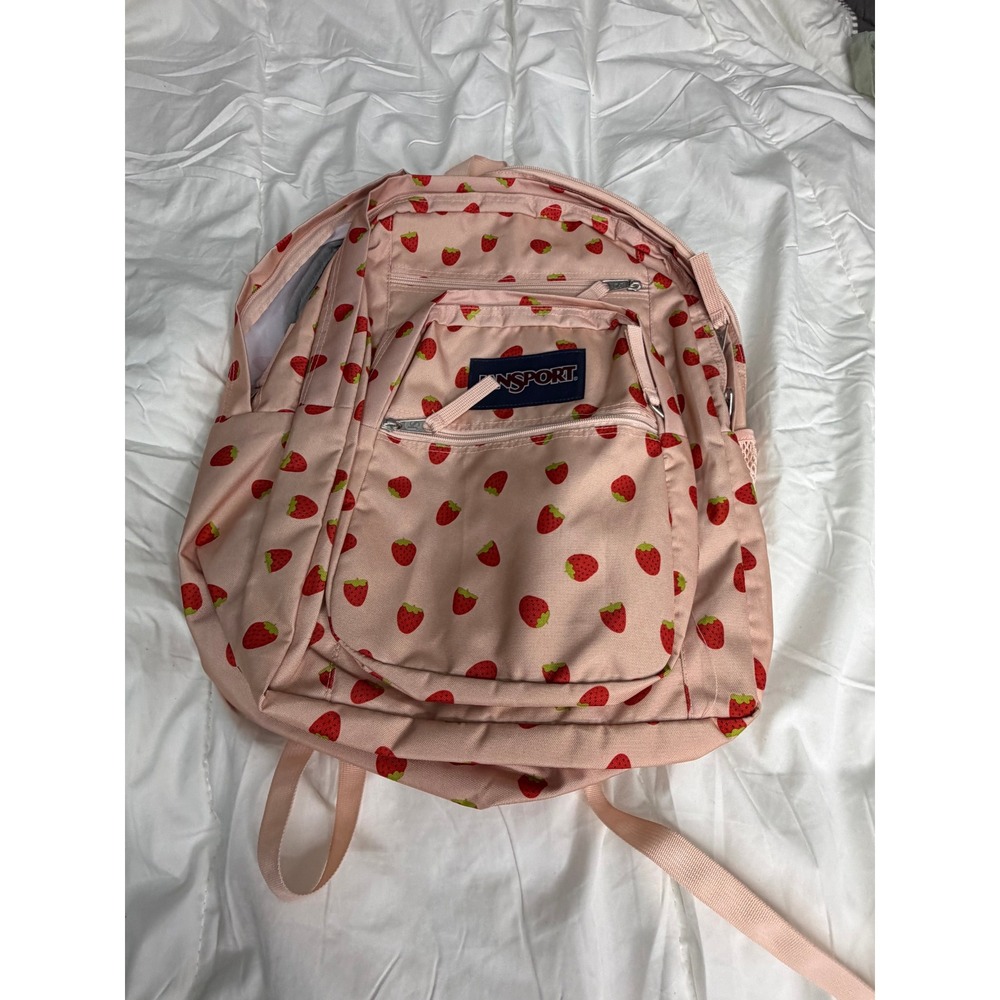 JanSport Big Student Backpack Pink Strawberry Print School Bag JS0A47JK